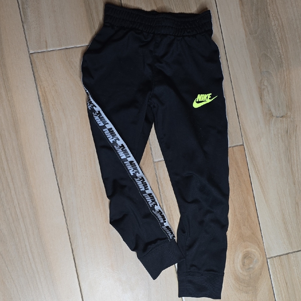 Nike Kids Black Joggers with Neon Logo
